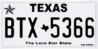 TX license plate BTX5366