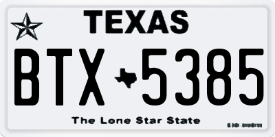 TX license plate BTX5385