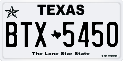 TX license plate BTX5450