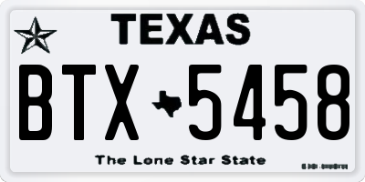 TX license plate BTX5458