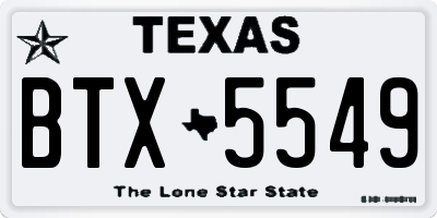 TX license plate BTX5549