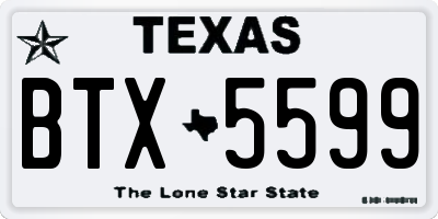 TX license plate BTX5599
