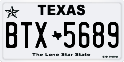 TX license plate BTX5689