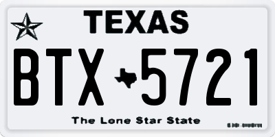TX license plate BTX5721