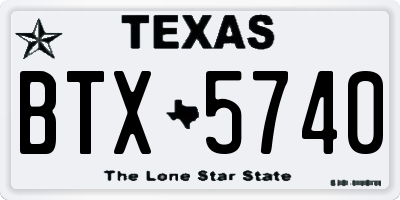 TX license plate BTX5740