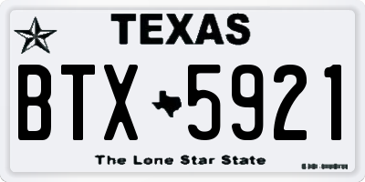 TX license plate BTX5921
