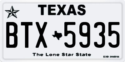 TX license plate BTX5935