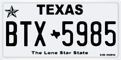 TX license plate BTX5985