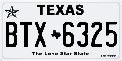 TX license plate BTX6325