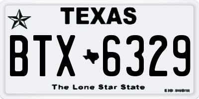 TX license plate BTX6329