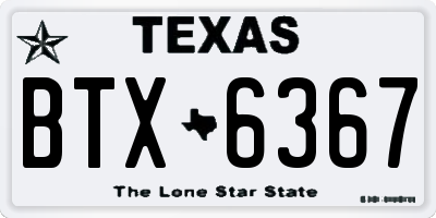 TX license plate BTX6367