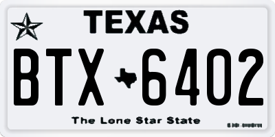 TX license plate BTX6402