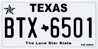 TX license plate BTX6501