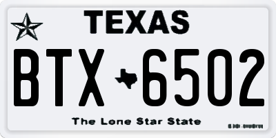 TX license plate BTX6502