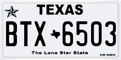 TX license plate BTX6503