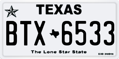 TX license plate BTX6533