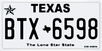 TX license plate BTX6598