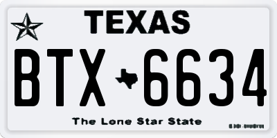 TX license plate BTX6634