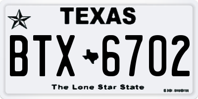 TX license plate BTX6702