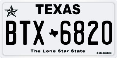 TX license plate BTX6820