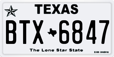 TX license plate BTX6847