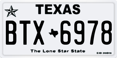 TX license plate BTX6978