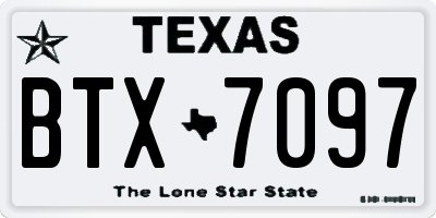 TX license plate BTX7097