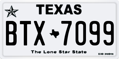 TX license plate BTX7099