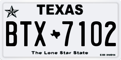 TX license plate BTX7102
