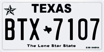 TX license plate BTX7107