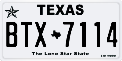 TX license plate BTX7114