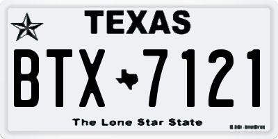 TX license plate BTX7121