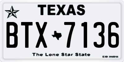 TX license plate BTX7136