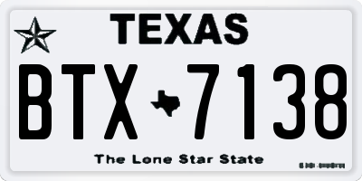 TX license plate BTX7138