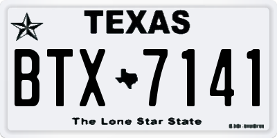 TX license plate BTX7141