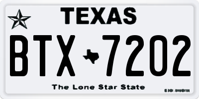 TX license plate BTX7202