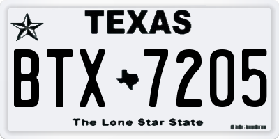 TX license plate BTX7205