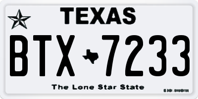 TX license plate BTX7233