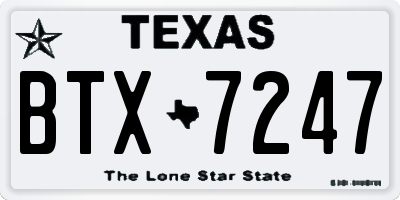 TX license plate BTX7247