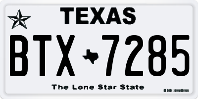 TX license plate BTX7285