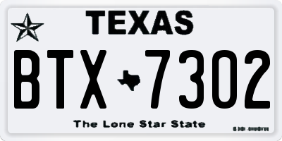 TX license plate BTX7302