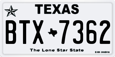 TX license plate BTX7362