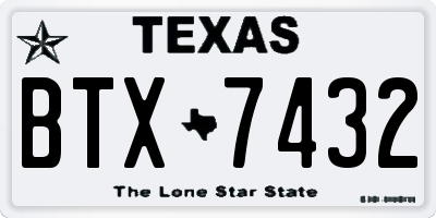 TX license plate BTX7432