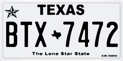 TX license plate BTX7472