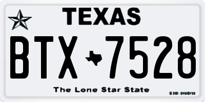 TX license plate BTX7528