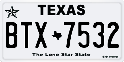 TX license plate BTX7532