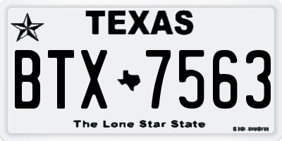 TX license plate BTX7563