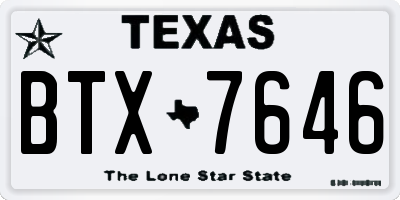 TX license plate BTX7646