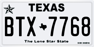 TX license plate BTX7768
