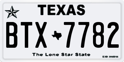 TX license plate BTX7782